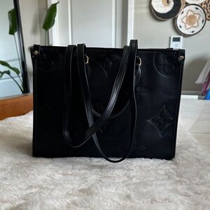 Luxury Black Embossed Leather Tote